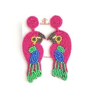 Beth Ladd Beaded Parrot Earrings